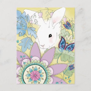Carte postale jaune de lapin