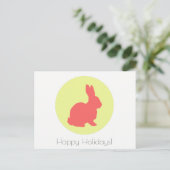 Carte postale jaune de lapin de vacances joyeuses (Debout devant)
