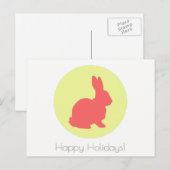 Carte postale jaune de lapin de vacances joyeuses (Devant / Derrière)