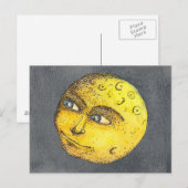 Carte postale Jaune Happy Moon Face (Devant / Derrière)