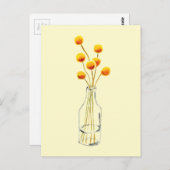Carte Postale Jaune heureux Billy Button fleurs Art australien (Devant / Derrière)