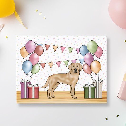 Carte Postale Jaune Labrador Retriever Chien coloré Anniversaire