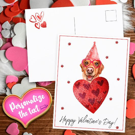 Carte Postale Jaune Labrador Valentine's Day Don Chig