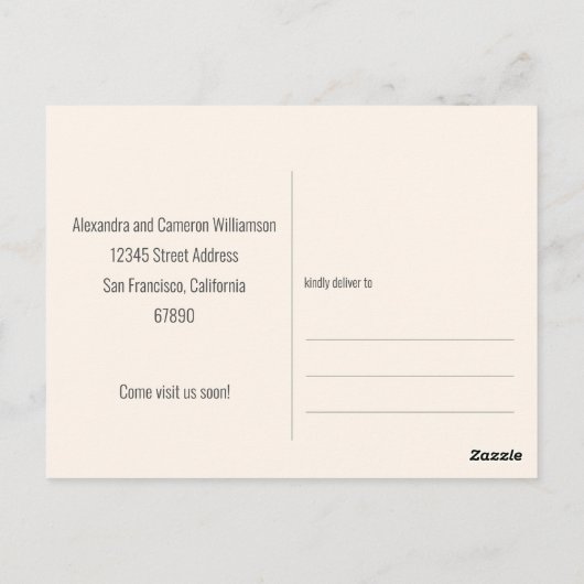 Carte Postale Jaune moderne Script chic Nous avons déplacé Faire (Dos)