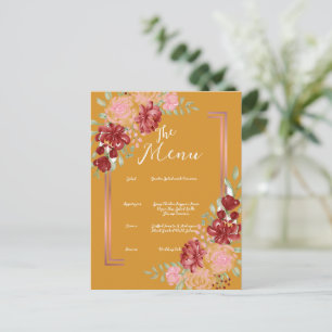 Carte Postale Jaune Moutarde Bourgogne Floral Aquarelle Mariage