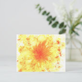 Carte Postale Jaune Orange Abstrait Art Aquarelle Laver Fleur (Debout devant)
