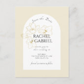 Carte Postale Jaune pastel | Mariage floral doré Bohème  (Devant)