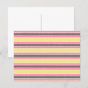Carte Postale Jaune Popcorn Rose Bubble Gum Marron Café Rayures