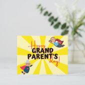 Carte Postale Jaune Superhero Grand-Parents Jaune (Debout devant)