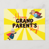 Carte Postale Jaune Superhero Grand-Parents Jaune (Devant)