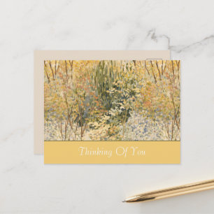 Carte Postale Jaune Vert Brun Arbres Pensant à Vous