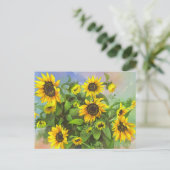 Carte Postale Jaune vif, Fleurs de soleil aquarelle (Debout devant)