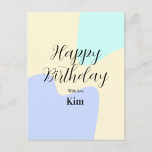 Carte Postale Jaune violet vert joyeux anniversaire abstrait pas