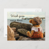 Carte Postale J'aurais aimé que tu sois là, Teddy Bear (Devant / Derrière)