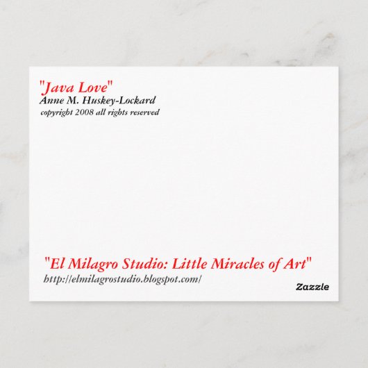 Carte postale "Java Love" (Dos)