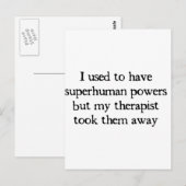 Carte Postale J'Avais Des Superpuissances (Devant / Derrière)