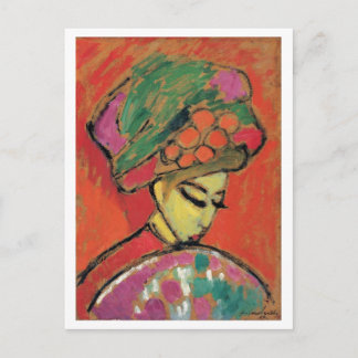 Carte Postale Jawlensky Young Girl with Flowered Casquette Fine