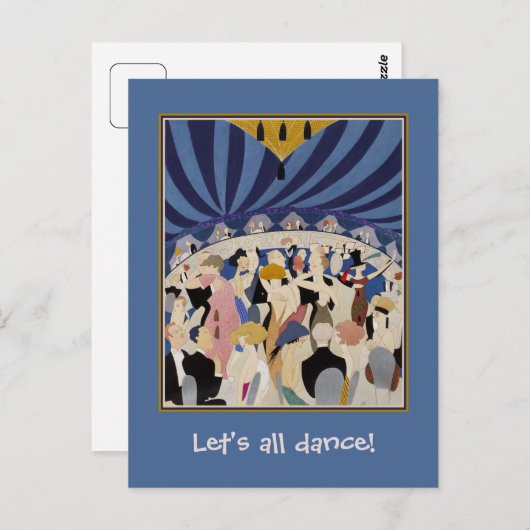 Carte Postale Jazz Age Art Déco Danser couples danser hall art (Devant / Derrière)