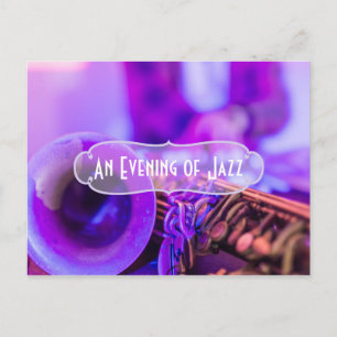Carte Postale Jazz Blues Thème Retro Invitation Party