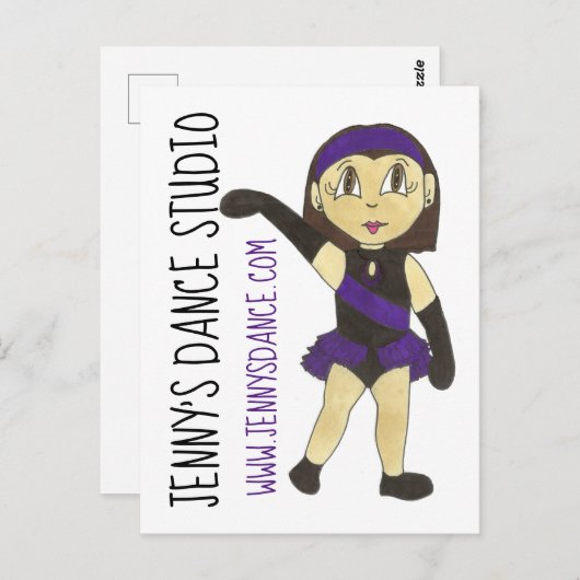 Carte Postale Jazz Danseuse Customisée Studio de danse Enseignan (Devant / Derrière)