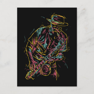 Carte postale Jazz Player colorée