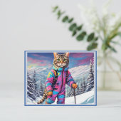 Carte Postale Jazzy kitty sur un circuit de ski (Debout devant)