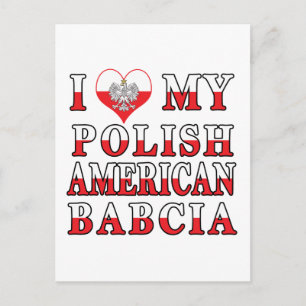 Carte Postale J'Coeur Mon Polonais Américain Babcia