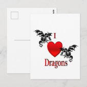 Carte Postale Je Coeur Dragons (Devant / Derrière)