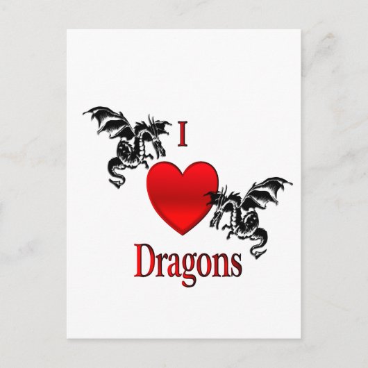 Carte Postale Je Coeur Dragons (Devant)