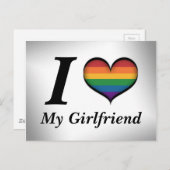 Carte Postale Je Coeur Ma Petite Amie Lesbienne Pride Typographi (Devant / Derrière)