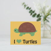 Carte Postale Je coeur Tortues mignonnes Petite Tortue Cartoon (Debout devant)