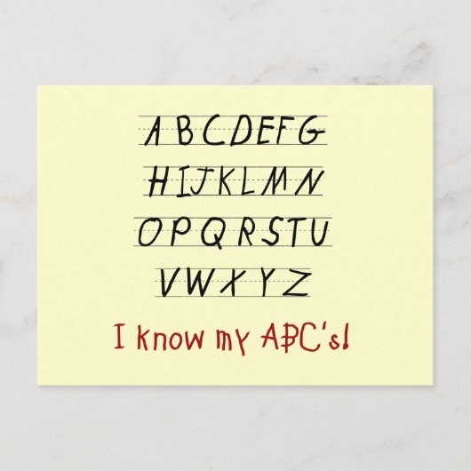 Carte Postale Je connais mes ABC T-shirts et cadeaux (Devant)