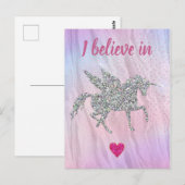 Carte Postale Je crois aux licornes (Devant / Derrière)