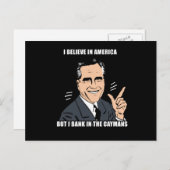 Carte Postale Je crois en l'Amérique mais je banque dans les caï (Devant / Derrière)
