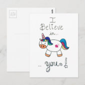 Carte Postale Je crois en VOUS ! Unicorne (Devant / Derrière)