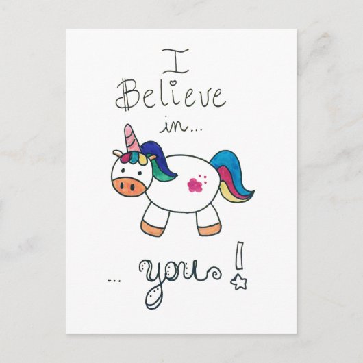 Carte Postale Je crois en VOUS ! Unicorne (Devant)