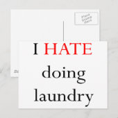 Carte Postale Je Déteste Faire De La Blanchisserie (Devant / Derrière)