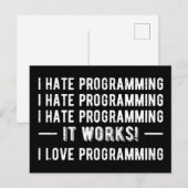 Carte Postale Je déteste la programmation - Drôle programmeur II (Devant / Derrière)
