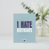 Carte Postale Je déteste les anniversaires (Debout devant)