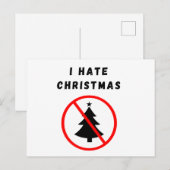 Carte Postale Je déteste Noël (Devant / Derrière)