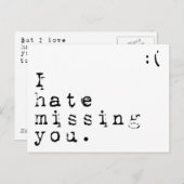 Carte Postale Je Déteste T'Avoir Manquée, Mais J'Aime Te Faire M (Devant / Derrière)