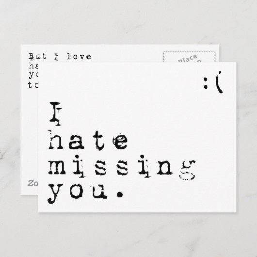 Carte Postale Je Déteste T'Avoir Manquée, Mais J'Aime Te Faire M (Devant / Derrière)