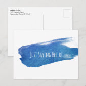 Carte Postale Je Dis Bonjour Peinture Bleue Brosse (Devant / Derrière)