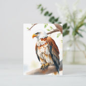 Carte Postale Je Dis Salut. | Aigle assis sur une branche (Debout devant)