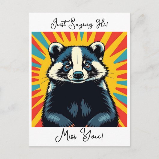 Carte Postale Je Dis Salut. | Bade mignonne (Devant)