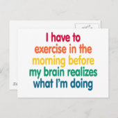 Carte Postale Je dois faire de l'exercice le matin... (Devant / Derrière)