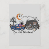 Carte Postale Je dors le week-end - Drôle Halloween (Devant)