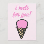 Carte Postale Je fond pour vous -Romantique cône de crème glacée (Devant)