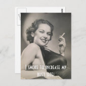 Carte Postale Je fume pour augmenter ma taille de buste ! (Devant / Derrière)