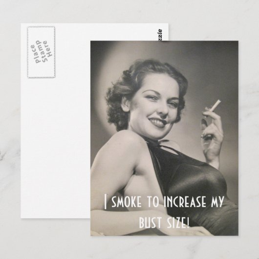 Carte Postale Je fume pour augmenter ma taille de buste ! (Devant / Derrière)